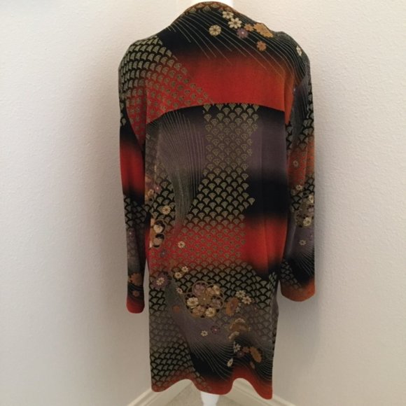 EUC Asian Inspired Pattern Long Knit Jacket - Picture 4 of 6